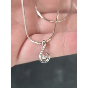 Italian 925 Sterling Silver Diamond Accent Pendant Necklace Vintage READ